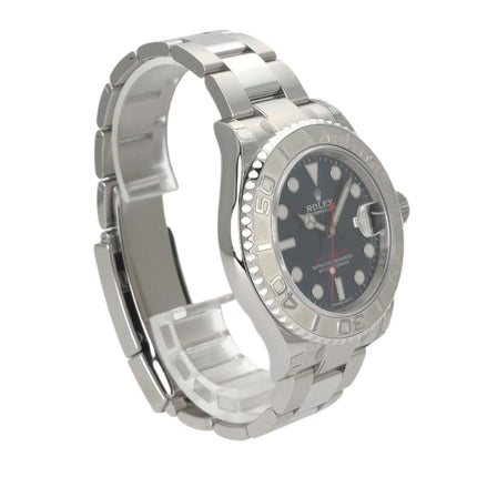 Rolex Yacht-Master 40 Edelstahl Platin 116622 mit blauem Zifferblatt und Leuchtindizes, ungetragen aus 2018, seitliche Ansicht