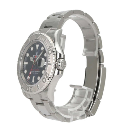 Rolex Yacht-Master 40, Edelstahl/Platin, blaues Zifferblatt, 116622, Ungetragen, seitliche Ansicht, poliertes Oysterband.