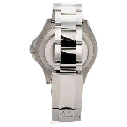 Rolex Yacht-Master 116622 Edelstahl Platin Rhodium, Edelstahlarmband und Gehäuseansicht von hinten