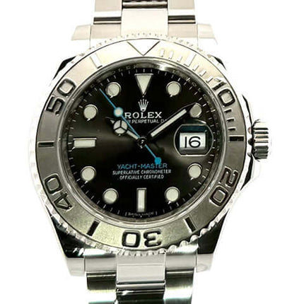 Rolex Yacht-Master 116622 Edelstahl Platin Rhodium Armbanduhr mit 40mm Gehäuse und Platin Lünette, Rhodium Zifferblatt, aus dem Jahr 2018
