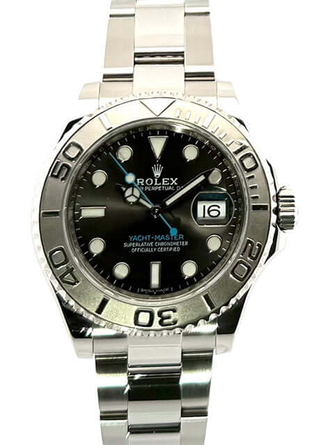 Rolex Yacht-Master 116622 Edelstahl Platin Rhodium Armbanduhr mit 40mm Gehäuse und Platin Lünette, Rhodium Zifferblatt, aus dem Jahr 2018