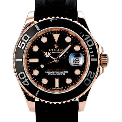 Rolex Yacht-Master 116655 Everose-Gold, 40 mm, schwarzes Zifferblatt, Oyster-Kautschukband, Automatikwerk