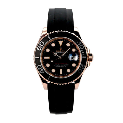Rolex Yacht-Master 116655 Everose-Gold mit schwarzem Zifferblatt und Oyster-Kautschukband