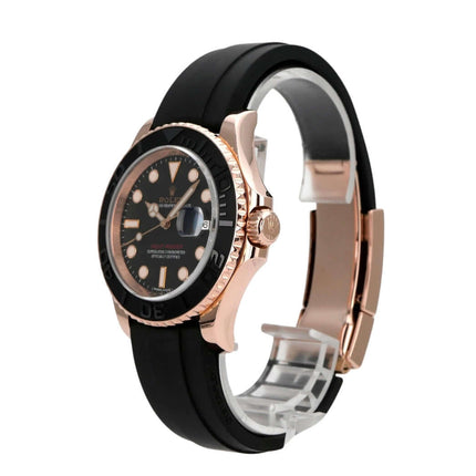 Rolex Yacht-Master 116655 Everose-Gold mit schwarzem Zifferblatt und Oyster-Kautschukband