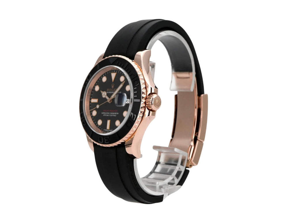 Rolex Yacht-Master 116655 Everose-Gold mit schwarzem Zifferblatt und Oyster-Kautschukband