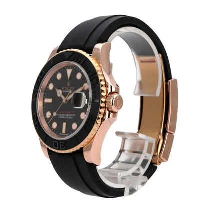 Rolex Yacht-Master 116655 Everose-Gold mit schwarzem Zifferblatt und Oyster-Kautschukband