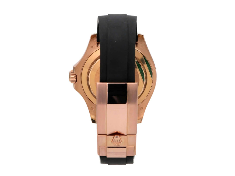 Rolex Yacht-Master 116655 Everose-Gold, Rückseite mit Oyster-Kautschukband und Faltschließe