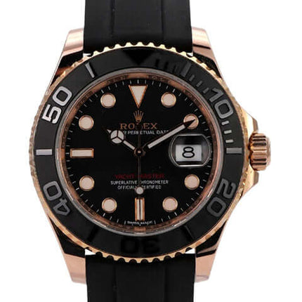 Rolex Yacht-Master 116655 Everose-Gold schwarzes Zifferblatt mit Oyster-Kautschukband und Keramiklünette