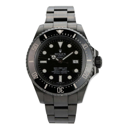 Rolex Sea-Dweller Deepsea 116660 aus Edelstahl mit schwarzem Zifferblatt und leuchtenden Indizes, 44 mm Durchmesser.