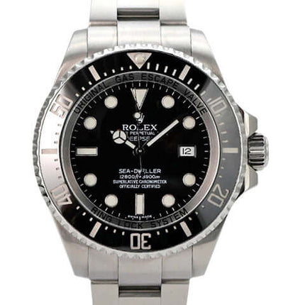 Rolex Sea-Dweller Deepsea 116660 Uhr mit schwarzem Zifferblatt und Edelstahlarmband
