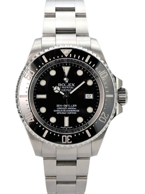 Rolex Sea-Dweller Deepsea 116660 Uhr mit schwarzem Zifferblatt und Edelstahlarmband