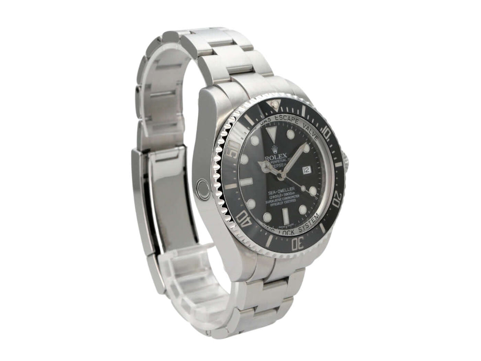 Rolex Sea-Dweller Deepsea 116660, Edelstahlgehäuse, schwarzes Zifferblatt, drehbare Lünette, stilvolles Armband
