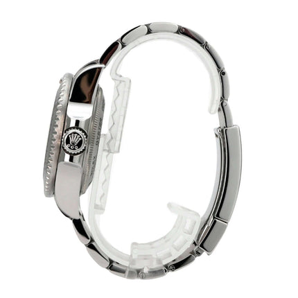Rolex Sea-Dweller Deepsea 116660 Armband Detailansicht seitlich, Edelstahl poliert und satiniert.