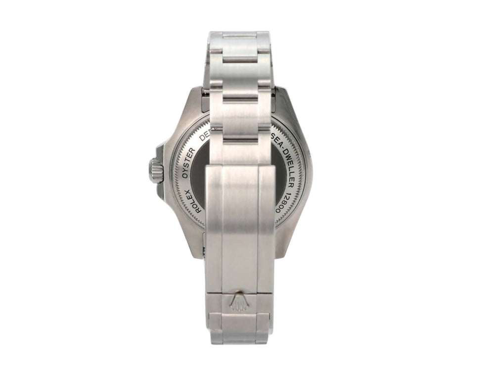Rolex Sea-Dweller Deepsea 116660 seitliche Ansicht des Edelstahl-Gehäuses und Armbands.
