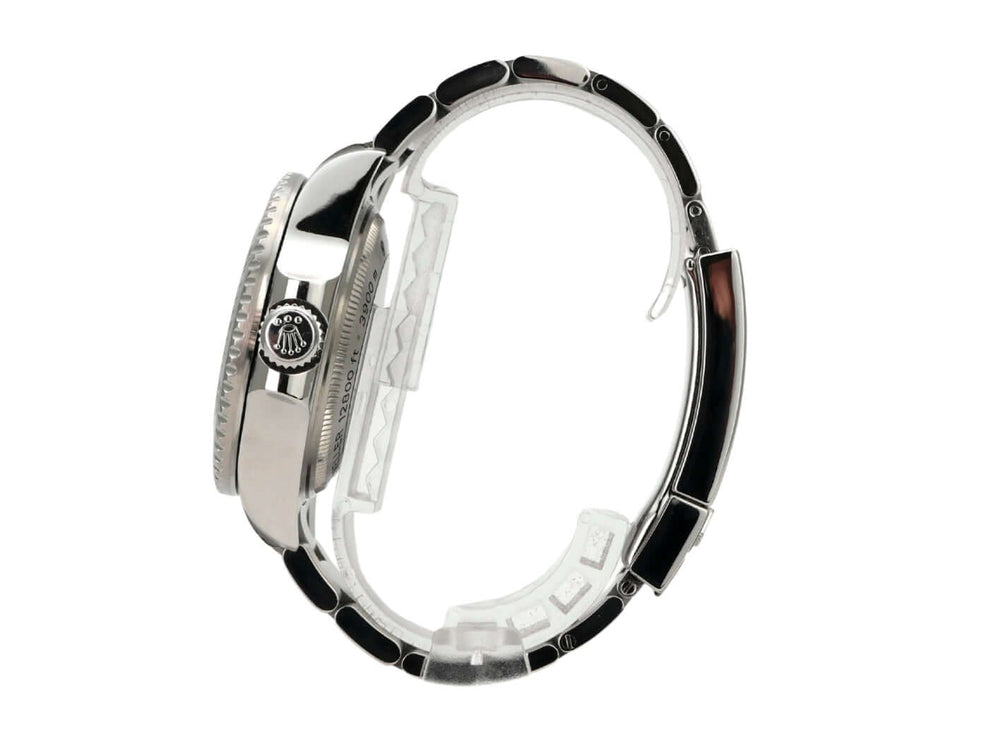 Rolex Sea-Dweller Deepsea 116660 seitlich mit Edelstahlgehäuse und schwarzer Keramiklunette