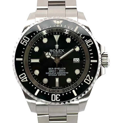 Rolex Sea-Dweller Deepsea 116660 Uhr, Edelstahlgehäuse, schwarzes Zifferblatt, schwarze keramische Lünette, 44mm Gehäusedurchmesser.