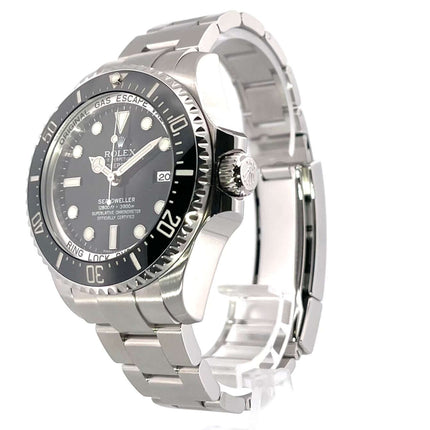 Rolex Sea-Dweller Deepsea 116660 Uhr aus Edelstahl mit schwarzem Zifferblatt und Keramiklünette, poliert und satiniert, 44 mm Gehäuse.