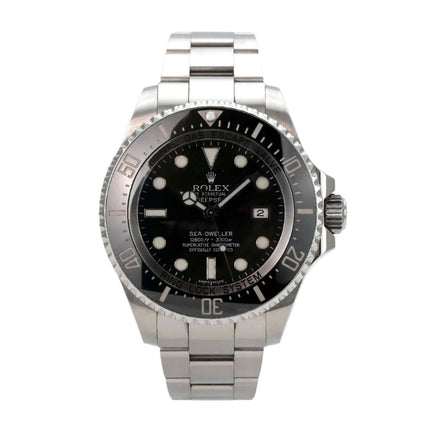 Rolex Sea-Dweller Deepsea 116660 mit schwarzem Zifferblatt und Edelstahlarmband.