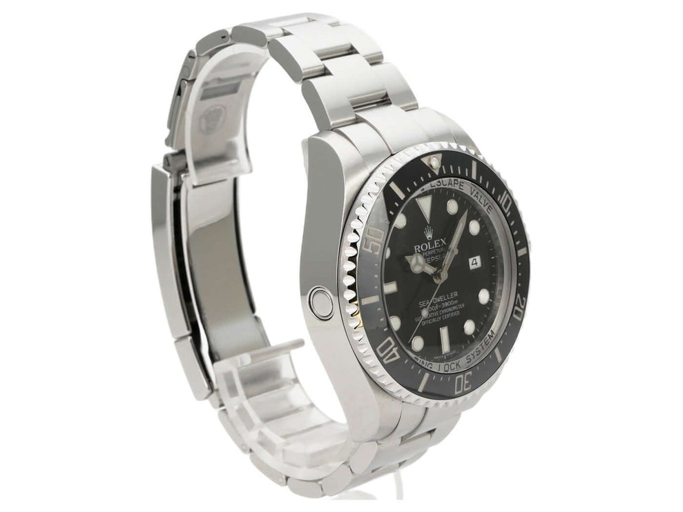 Rolex Sea-Dweller Deepsea 116660 Edelstahl-Taucheruhr mit schwarzem Zifferblatt, Keramiklünette und Oyster-Armband