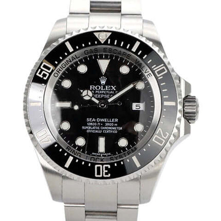 Rolex Sea-Dweller Deepsea 116660, Edelstahl, schwarzes Zifferblatt, einseitig drehbare Lünette, 44 mm Durchmesser.