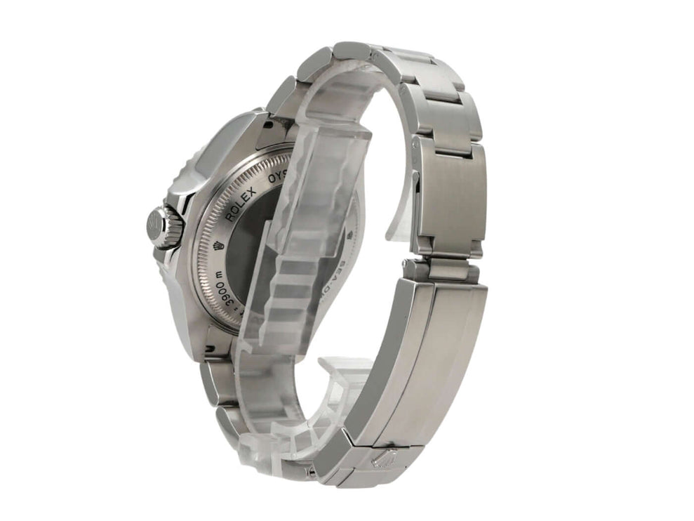 Rolex Sea-Dweller Deepsea 116660 seitliche Ansicht mit poliertem und satiniertem Edelstahlarmband.