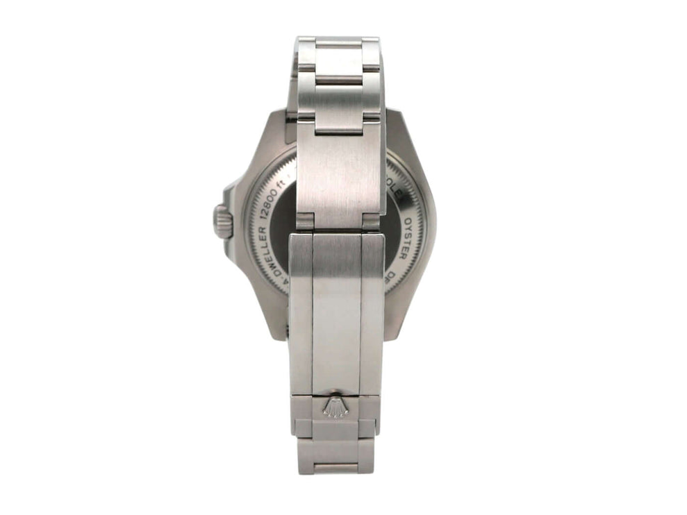 Rolex Sea-Dweller Deepsea 116660 Ansicht von hinten, Edelstahl Gehäuse und Armband.