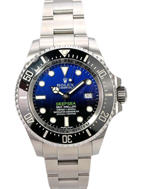 Rolex Sea-Dweller Deepsea 116660 - Edelstahl-Uhr mit blauem Zifferblatt und schwarzen Keramikelementen.