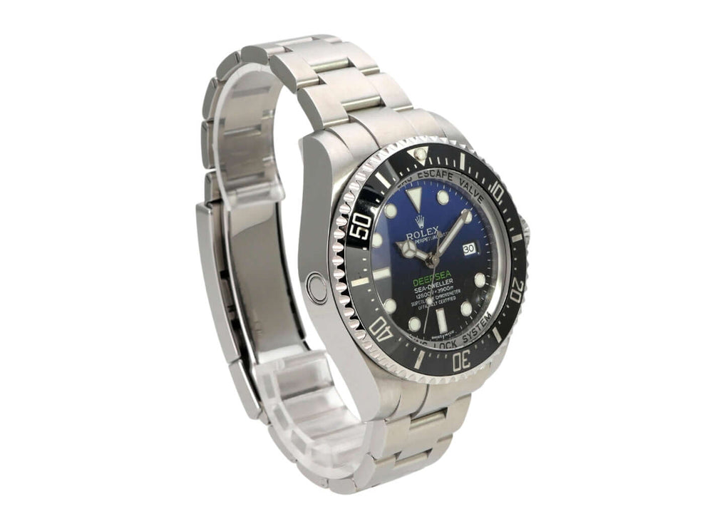 Rolex Sea-Dweller Deepsea 116660 mit Edelstahl-Gehäuse und schwarzem Zifferblatt, 44 mm Durchmesser.