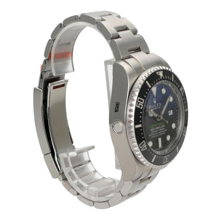 Rolex Sea-Dweller Deepsea 116660 D-Blue Stickers mit Edelstahlarmband und blauem Zifferblatt seitlich Ansicht