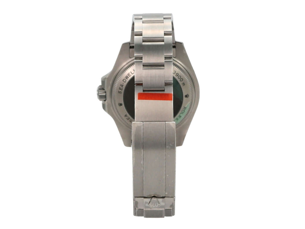 Rolex Sea-Dweller Deepsea 116660 D-Blue Stickers Uhr Rückansicht mit Edelstahlarmband