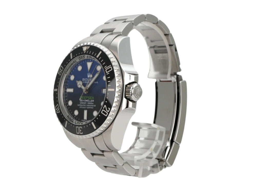 Rolex Sea-Dweller Deepsea 116660 D-Blue, Edelstahl-Uhr mit blauem Zifferblatt und Keramiklünette.