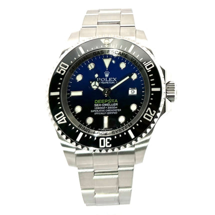 Rolex Sea-Dweller Deepsea 116660 D-Blue aus Edelstahl mit schwarzer Keramik Lünette, blau-schwarzem Zifferblatt und Oyster Armband.