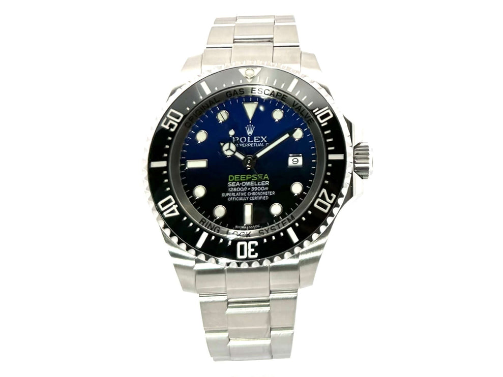 Rolex Sea-Dweller Deepsea 116660 D-Blue aus Edelstahl mit schwarzer Keramik Lünette, blau-schwarzem Zifferblatt und Oyster Armband.