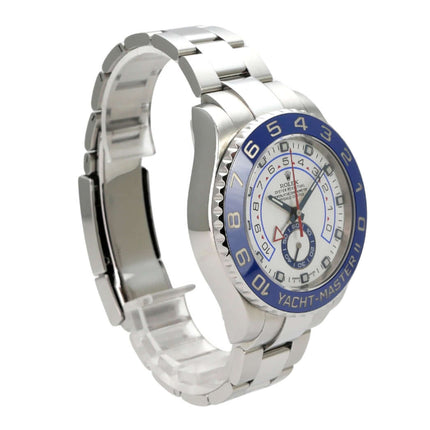Rolex Yacht-Master II Edelstahl 116680 mit blauem Keramik-Lünette, weißem Zifferblatt und Oysterband