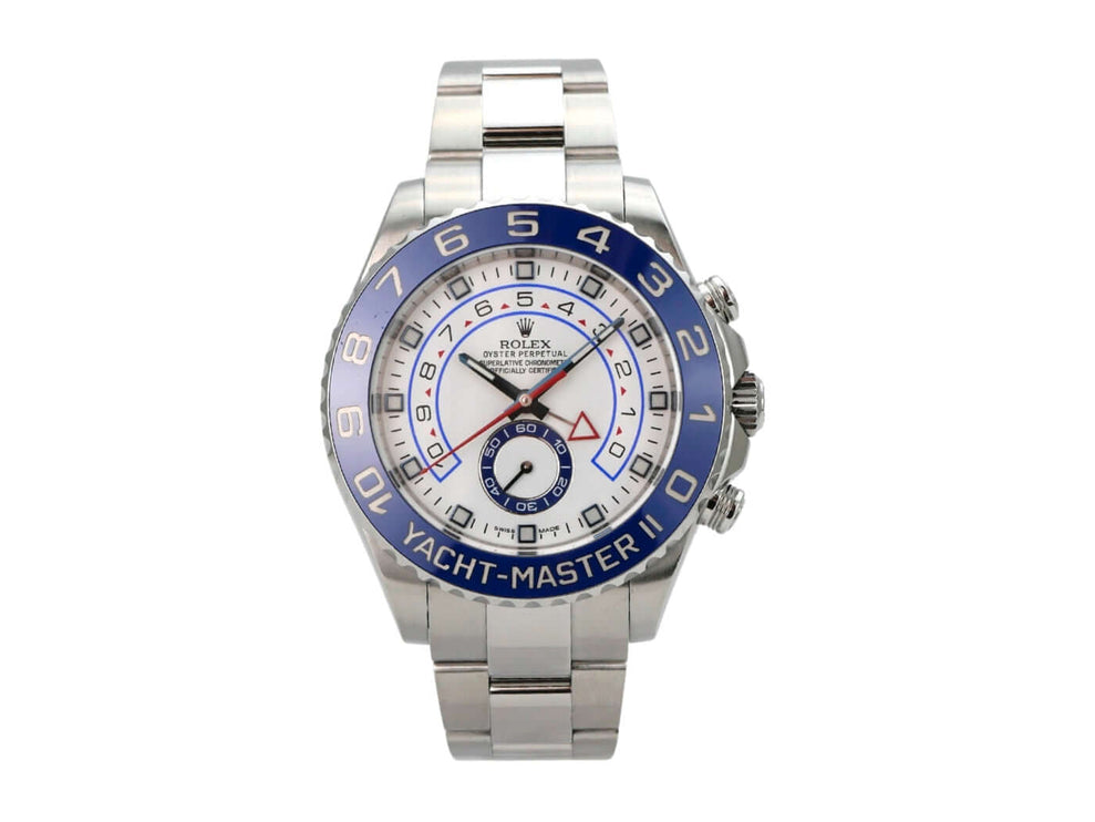 Rolex Yacht-Master II Edelstahl 116680 mit poliertem Edelstahlgehäuse und blauer Keramiklünete