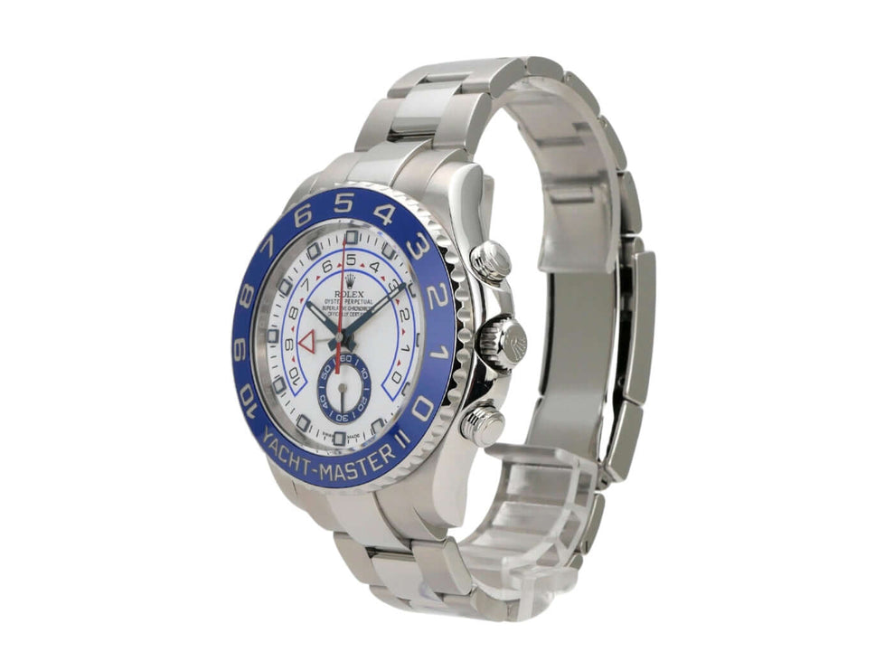 Rolex Yacht-Master II 116680 Edelstahl mit Keramikuhr und Edelstahlband, drehbare blaue Lünette.