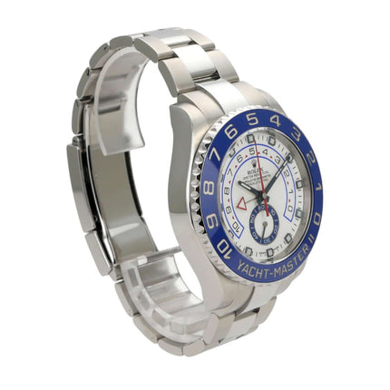 Rolex Yacht-Master II 116680 Edelstahl mit poliertem und satiniertem Edelstahlarmband und blauer Keramikuhr.