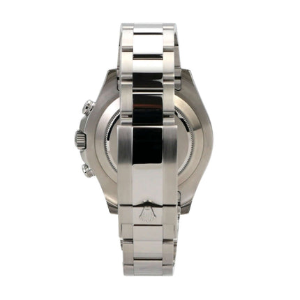 Rolex Yacht-Master II 116680 Edelstahl in seitlicher Ansicht, mit poliertem und satiniertem Edelstahlband.