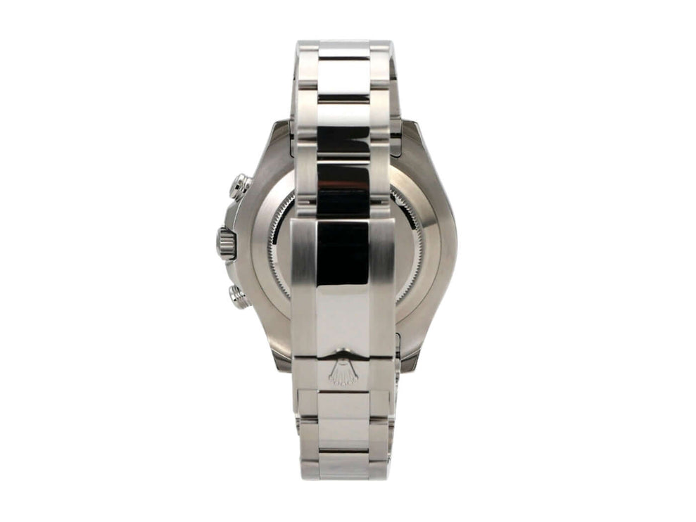 Rolex Yacht-Master II 116680 Edelstahl in seitlicher Ansicht, mit poliertem und satiniertem Edelstahlband.