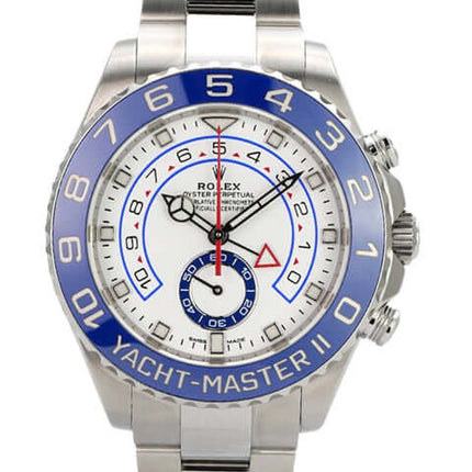 Rolex Yacht-Master II 116680 Edelstahl mit blauem Keramikring und weißem Zifferblatt, Automatikwerk 2022.