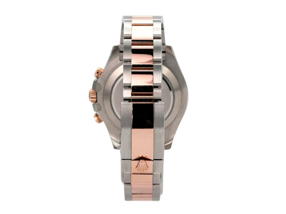 Rolex Yacht-Master II 116681 Edelstahl Everose-Gold, Rückansicht mit Oyster-Armband und Everose-Gold-Details