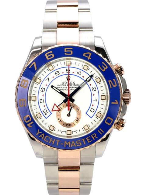 Rolex Yacht-Master II 116681 Edelstahl Everose-Gold, weißes Zifferblatt, blaue Keramiklünette, 44 mm
