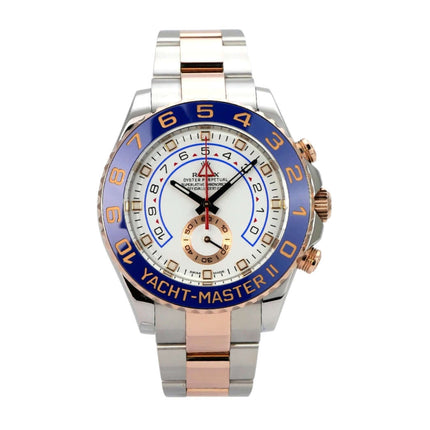 Rolex Yacht-Master II 116681 Edelstahl Everose-Gold mit blauem Zifferblatt und Everose-Gold Akzenten.