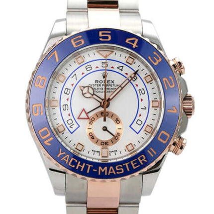 Rolex Yacht-Master II 116681 Edelstahl Everose-Gold mit blauem Keramikkreis und weißem Zifferblatt