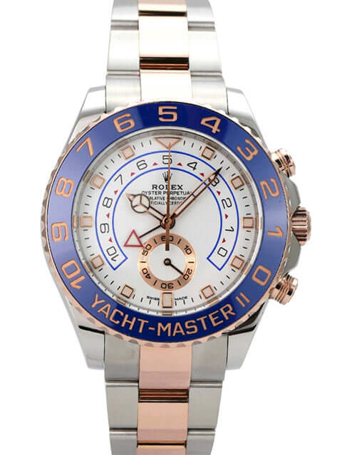 Rolex Yacht-Master II 116681 Edelstahl Everose-Gold mit blauem Keramikkreis und weißem Zifferblatt