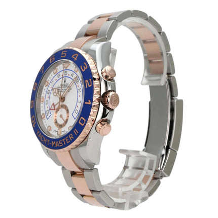 Rolex Yacht-Master II 116681 Edelstahl Everose-Gold seitliche Ansicht Uhr mit blauer Keramik-Lünette