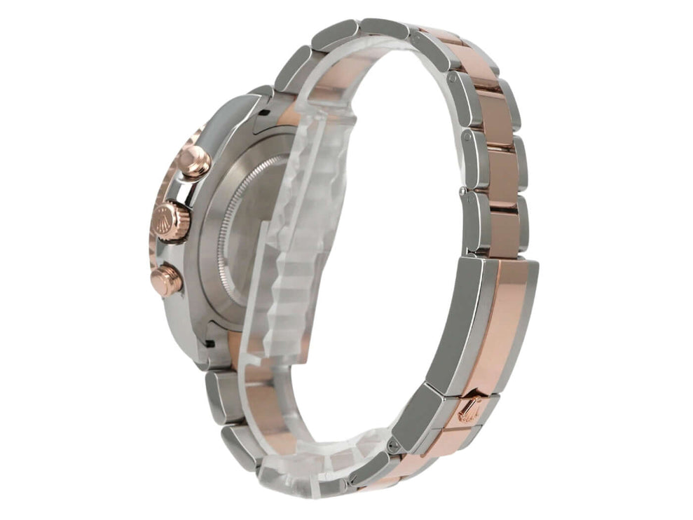 Rolex Yacht-Master II 116681 Edelstahl Everose-Gold seitliche Ansicht mit poliertem Edelstahl und Everose-Gold Armband.
