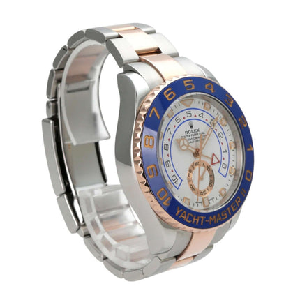 Rolex Yacht-Master II 116681 Edelstahl Everose-Gold mit blauem Keramik-Zifferblatt und Edelstahl-Armband.
