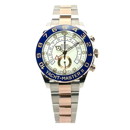 Rolex Yacht-Master II 116681 Edelstahl Everose-Gold Armbanduhr mit blauem Keramik-Zifferblatt und Oyster-Armband, 44 mm Gehäuse