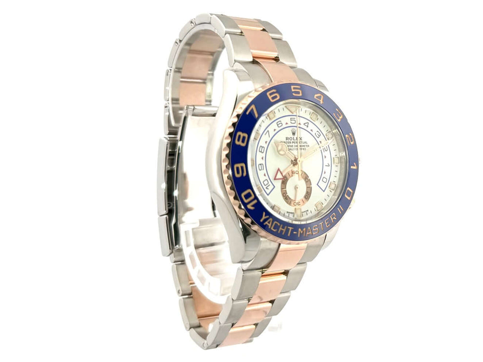 Rolex Yacht-Master II 116681 Edelstahl Everose-Gold, 44mm Gehäuse mit blauer Lünette, Edelstahl- und Everose-Gold-Oyster-Armband, weißes Zifferblatt